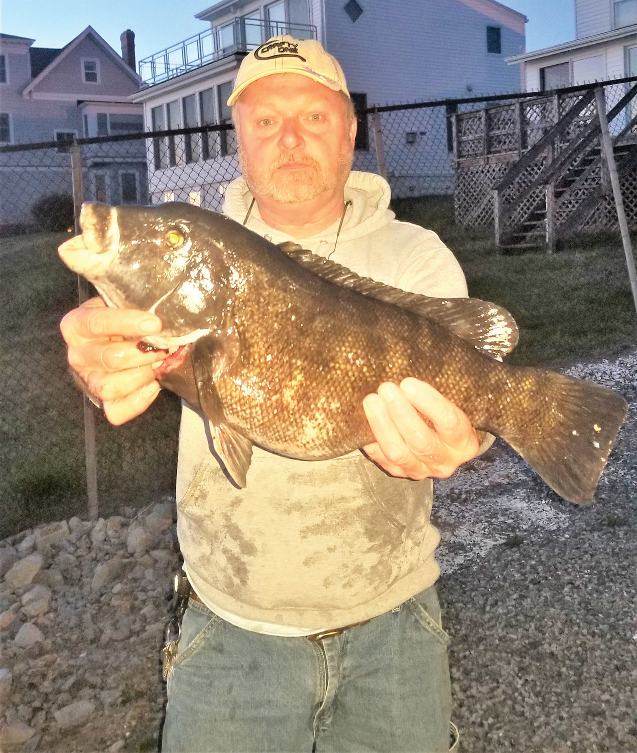 Michael Mercer of Riverside with a tautog he caught along the Providence River. Mike said, “The jigs are out producing the hook and sinker rig ten to one.”